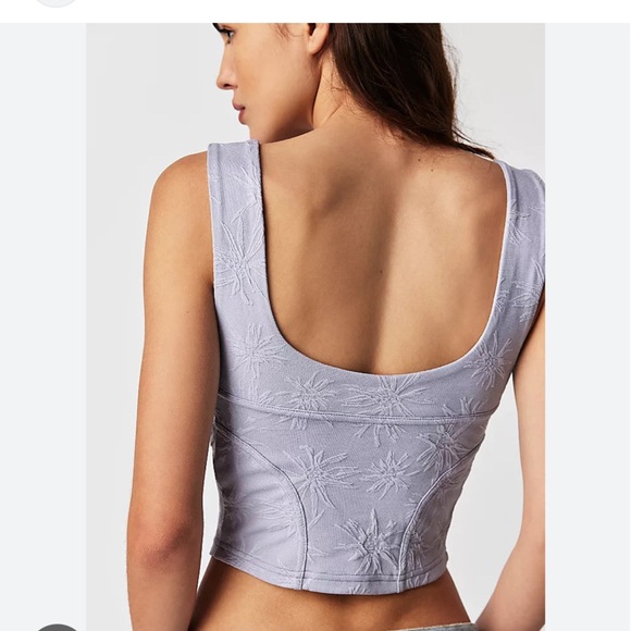 Free people don’t look back bustier top chambray sky blue size large - Picture 2 of 7